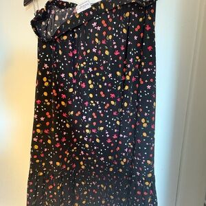 Kaileigh Black Floral High Low Skirt